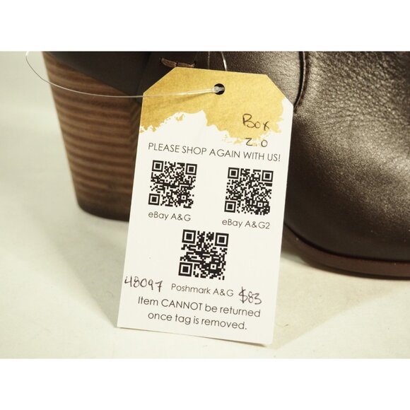 Cole Haan Dark Brown Leather Round Toe Chunky Heel Zipper Ankle Boots, Size 6 US - Picture 10 of 10